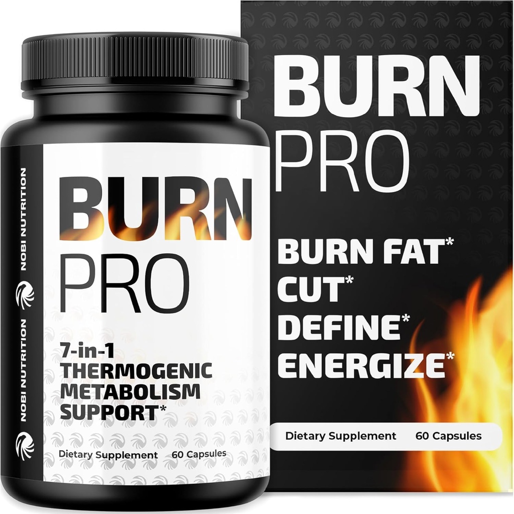 Burn Pro 7-in-1 Thermogenic Metabolism Booster | Weight Management Support Supplement with Appetite & Energy Support | Bloating Relief, Targeted Belly Toning & Keto Inducing | Slim, Trim & Tone | 60ct