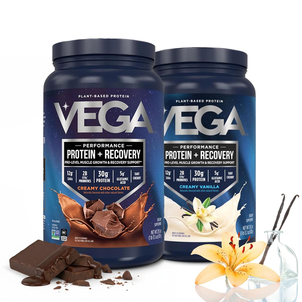 Vega Sport Premium Protein Toz Paketi, Çikolata + Vanilla, Bitki bazlı Protein Toz Post Workout - sertifikalı Vegan, Vejetaryen, Keto-Friendly, Gluten Free, Dairy Free, BCAA Reese