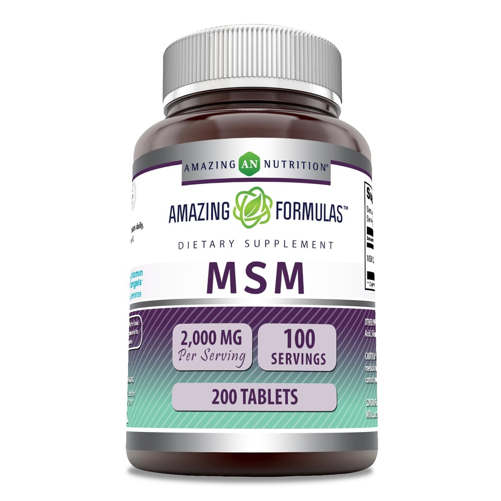 Amazing Formulas MSM (Methylsulfonylmethane) Tamam | 1000 Mg Per | 200 Tablet | Non-GMO | Gluten Free | Made in USA