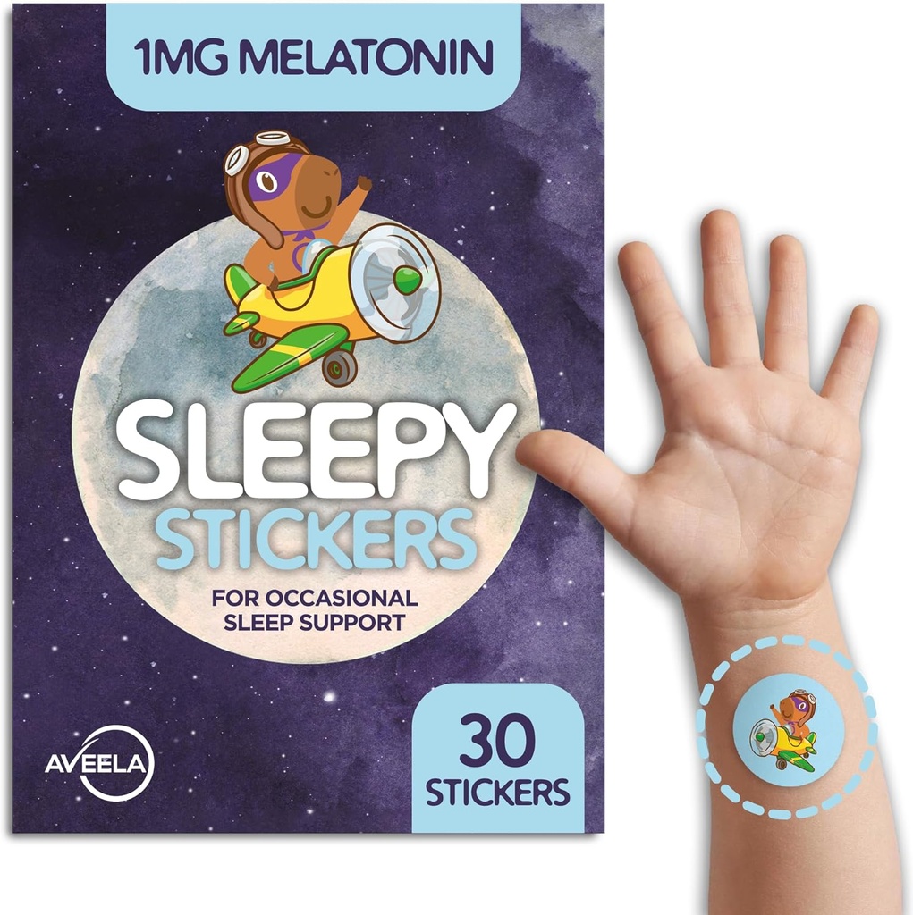 AVEELA Sleep Patches for Kids with Melatonin | Doğal Uyku Yardımı | Calm and Relax Patch to Sleep Better | Toxin-Free Sleep Device to Support Quality Sleep and Reduce Fatigue | Baby Sleep Aid