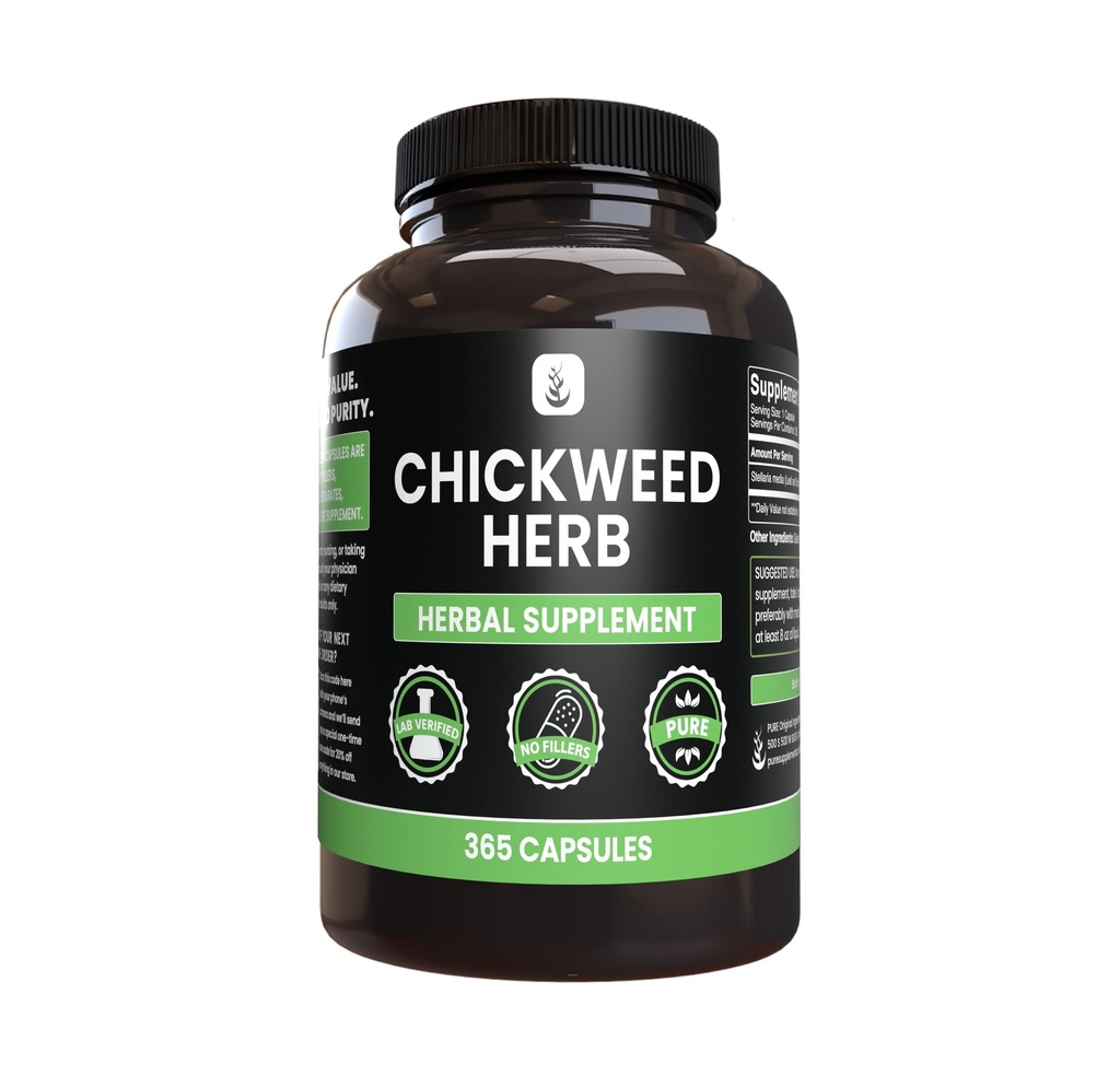 PURE ORIGINAL INGREDIENTS Chickweed Herb, (365 Capsules), Hiçbir Magnezyum Or Rice Fillers, Her Zaman Saf, Lab