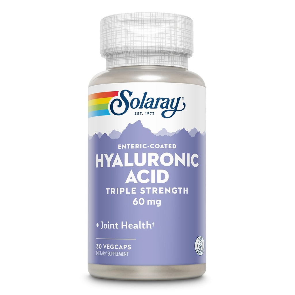 SOLARAY Hyaluronic Acid Triple Strength - Skin Elasticity and Companyness Support - Plus Vitamin C - Lab Onaylandı, 60 Gün Para Garanti, 30 Hizmet, 30 VegCaps