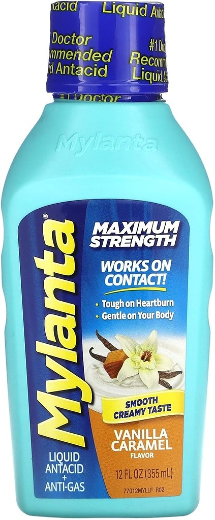 Mylanta Antacid ve Gas Relief, maksimum Güçlü Formula, Vanilla Caramel Flavor, 12 Akışkan Ounce
