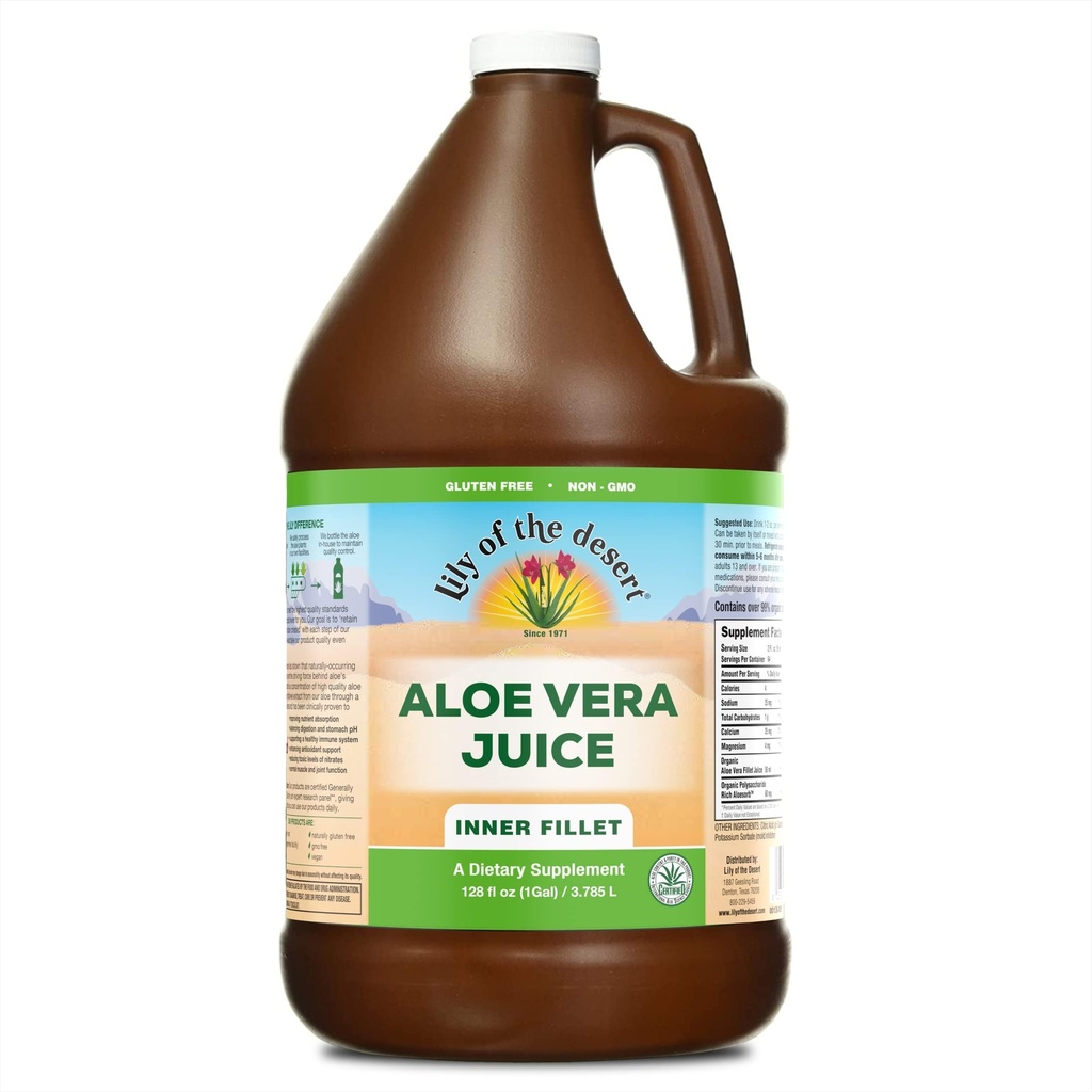 Desert Aloe Vera Juice - İç Havuz Vera İç, Doğal Vitaminler ile Organik Kurun, Gut Health, Stomach Relief, Wellness, Glowing Skin, 128 Fl Oz