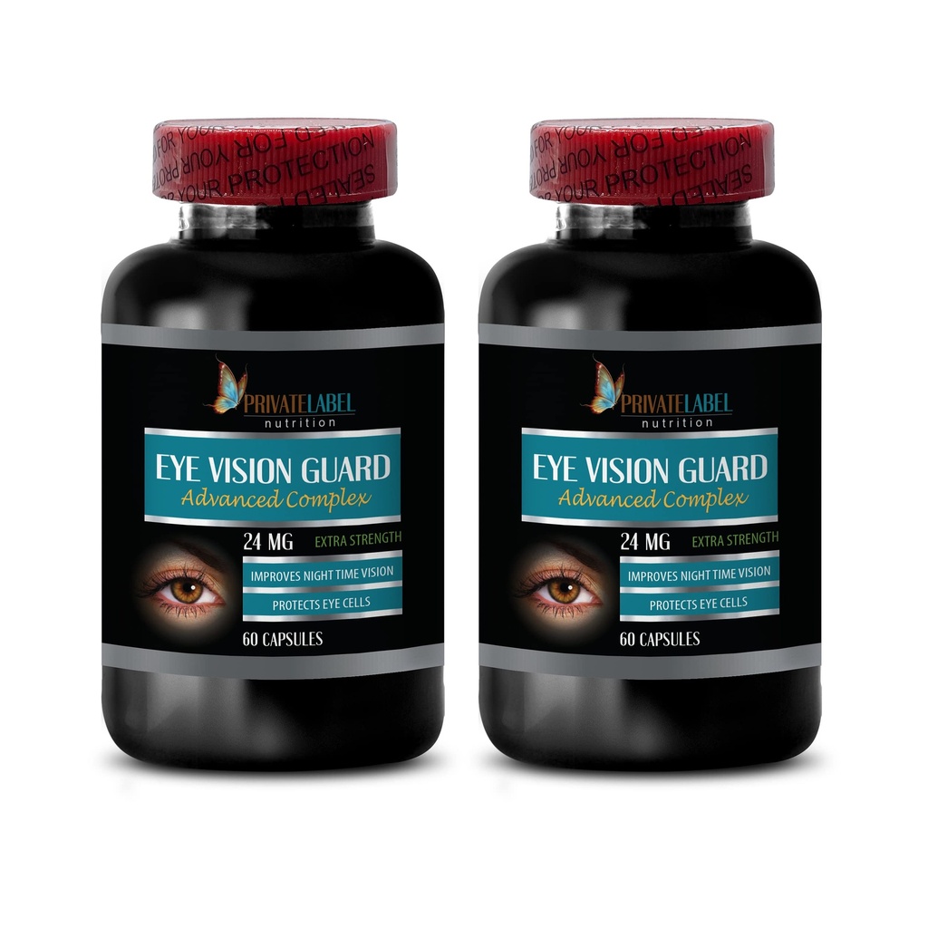 Eye Supplements Lutein - Eye Vision Guard 24 MG - Gelişmiş Göz Kompleksi - Gözler için Lutein, Vizyon Destek Kompleksi, A, Grape Tohumlama, Vizyon Pills for Eyes Over 50, 2 Şişe 120 Capsules