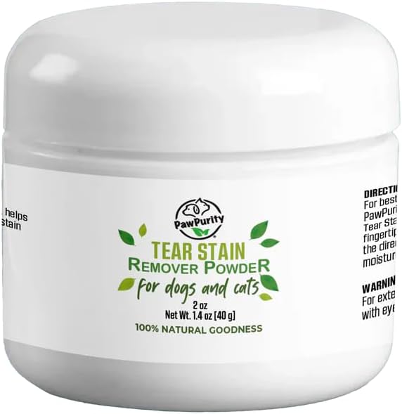 PawPurity Tear Stain Remover Powder for Dogs & Cats - 2 oz | Gently Treats The Cause of Staining | 100% Natural, Safe | Keeps Pet Eye Area Clean and Dry | The Trusted Choice for Pet Owners