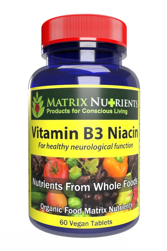 B3 NIACIN - Digestive, Heart ve Immune Support! - 100% Organik - Ayrıca Beyin Fonksiyonlarını Geliştirin, Enerji ve Stresi Azaltın - Vegan Tabletleri (60ct)