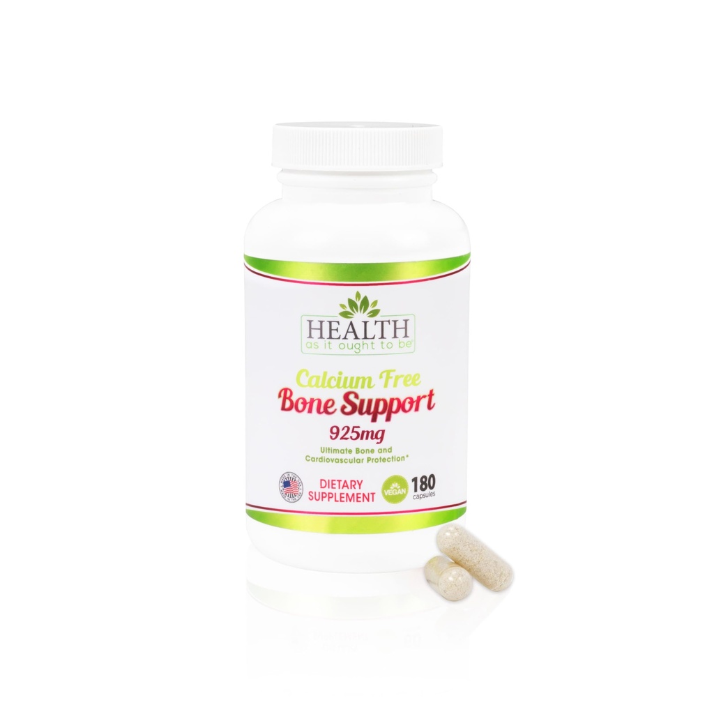 Health As It Ought To Be Calcium Free Bone Support Supplement | Ultimate Bone and Cardiovascular Protection | 180 Capsules