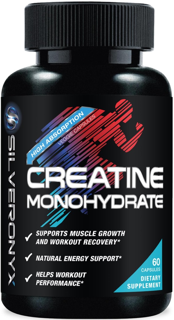 Kretine Monohidrat Capsules 3000 mg - Mikronizedilmiş Kreatin Beslenme Tamamı - Lean Muscle Büyüme, Workout Performansı, Enerji & Endurance Desteği - Yüksek Aborps Capsule Için 750 mg - 60 Count