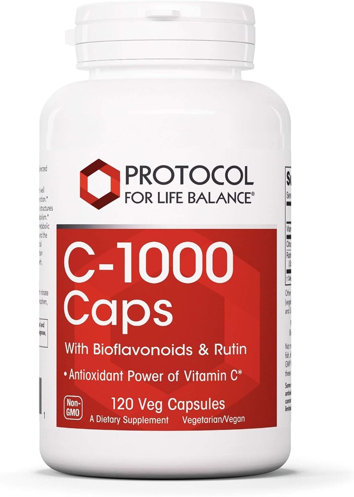 Yaşam Dengesi için Protokol - C-1000 Biyoflavonoyaklar ve Rutin ile Yarar - Vitamin C'nin Antioksi Gücü, Sağlıklı Immune Sistem Fonksiyonlar, Hücre Koruma sağlayın - 120 Veg Capsules