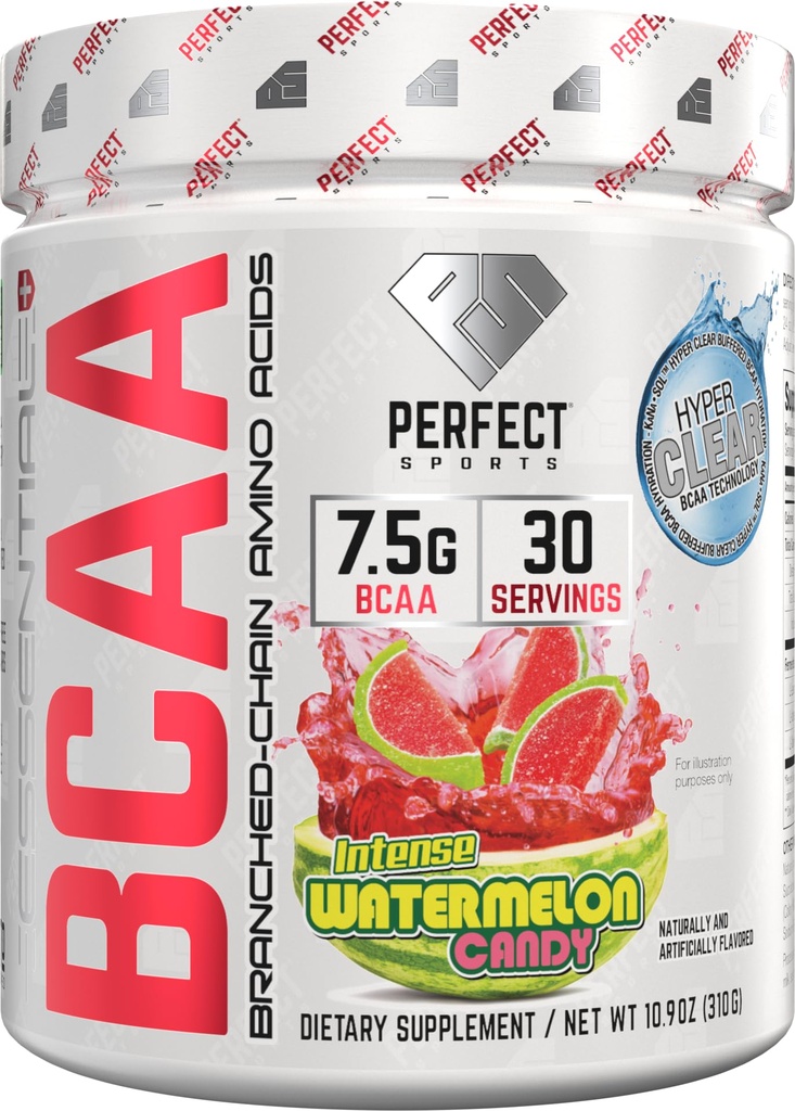 PERFECT SPORTS Essential BCAA Hyper Clear | KaNa-SolTM Teknolojisi | 7.5g Vegan BCAAs | Zero Sugars, Carbs, or Calories | 30 Hizmet (Watermelon Candy)