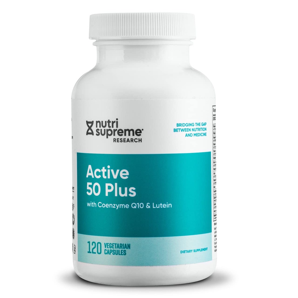 Nutri Supreme Active 50 Plus, CoQ10, Lutein, ALA ve Turmeric, Sağlıklı Ağlama ve Yaşam için Gelişmiş Formula, 120 Sebze Kapsülleri