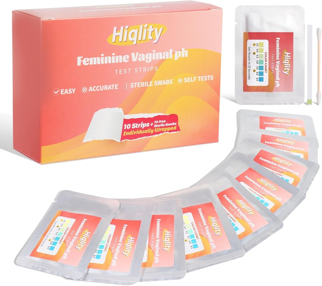 Vaginal pH Test Strips with Sterile Swabs, Feminine Health Vaginal pH Test Strips Kits, Vaginal PH Balance and Yeast Enfeksiyon Testi, Bireysel olarak Kadınlar için BV Test Strips paketledi, 10 Çanta