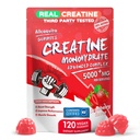 Erkekler ve Kadınlar için Kreatif Monohidrat Gummies Kompleksi, Kas Güçlü, Kas Builder, Enerji Boost, Pre-Workout Tamam-120 Strawberry Gummies