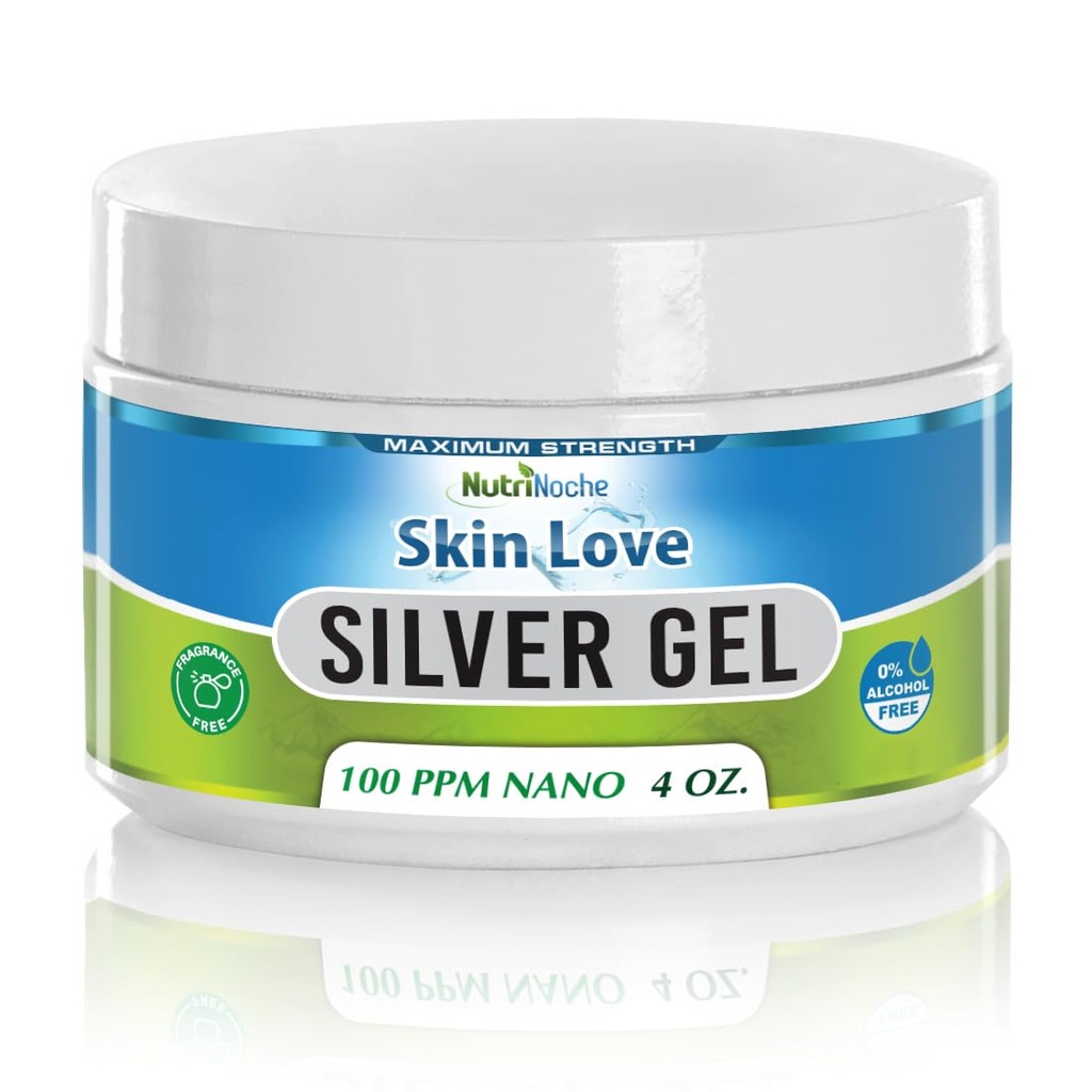 Nutrinoche Nano Silver Gel - Gelişmiş Colloidal Silver Skin Cream - Yara Bakım ve İlk Yardım Gel Burns, Razor Burn ve Sunburn Irritations - Unscented 4 Oz Jar