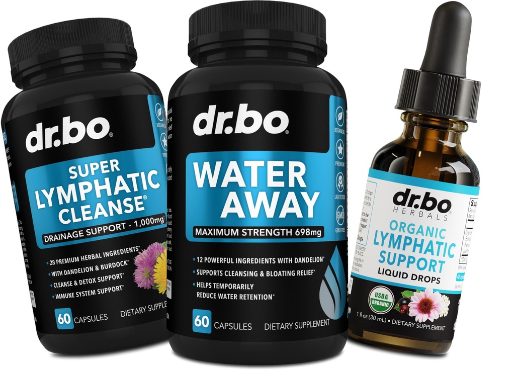 Water Pills Diuretics & Lymphatic Drainage Supplements - Natural Away Pills Water Retention & Organic Lymphatic Support Liquid Drops Cleanse - Fluid & Lymph System Support Supplement Detox