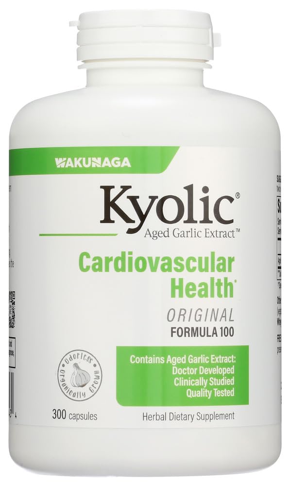 Kyolic Aged Garlic Extract - Original Cardiovascular Formula 100, High Potency 600mg, 300 caps., (Wakunaga/Kyolic)