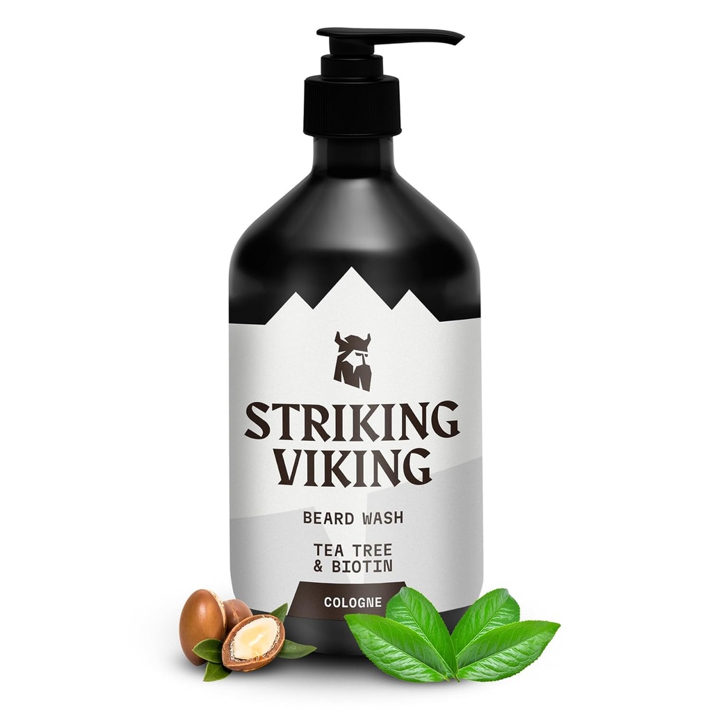 Viking Ayılı Yıkama - 17 oz, Doğal Çay Ağacı & Biotin - Köln Scent Beard Shampoo Paraben & Sulfate Free For Men - Deep Cleansing and Care Care