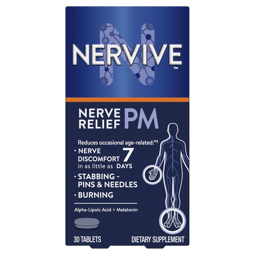 Nervive Nerve Relief PM, Occasional Nerve Discomfort II, Sleep Aid, 7 Günde Çalışmak, Stabbing, Yanan, Alfa Lipoic Acid, Melatonin, B Vitaminleri, Turmeric, Ginger, Nervive Supplement, 30 ct