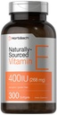 Horbäach Vitamin E Softgel Capsules | 400 iu | 268mg | 300 Count | Non-GMO ve Gluten Ücretsiz Doğal Kaynaklı Formula | D-Alpha Tocopherol