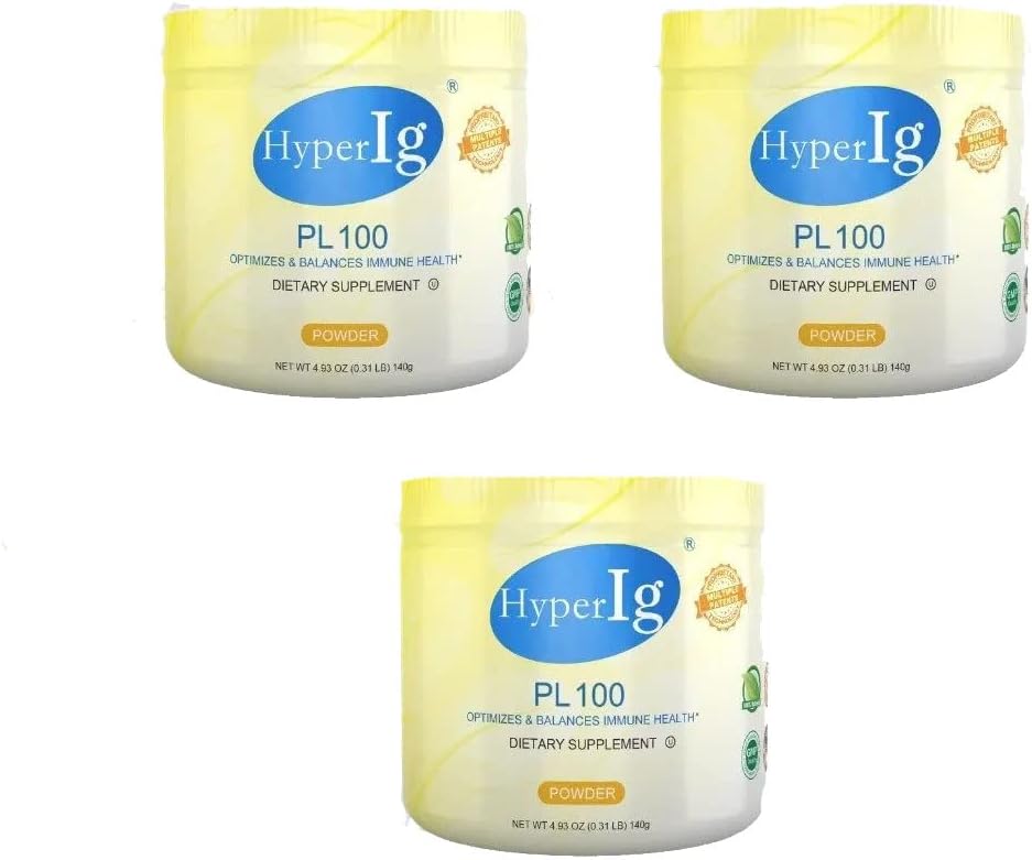 PL-100 Yumurta Protein Toz, Hiperimmune Egg Supplements, 140g - Immune Boost, Digestive Health, Joint Care, Energy & Muscle Strength, Gluten-Free 3 Canisters