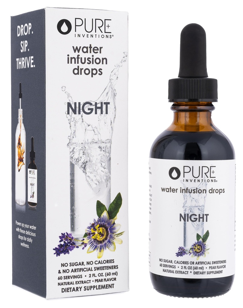 Saf Inventions Night - Pear Flavored Water Infüzyon Drops - No Sugar, Calories, or Yapay Sweeteners - 60 Hizmet - 2oz