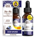 GuruNanda Black Seed Oil, Cold-Pressed Nigella Sativa - Vitamin D3 5000 Birimlerde Zengin, K2 & E, High Thymoquinone | Potent Antioksidan for Immune Support, Non-GMO, 2 Fl.oz