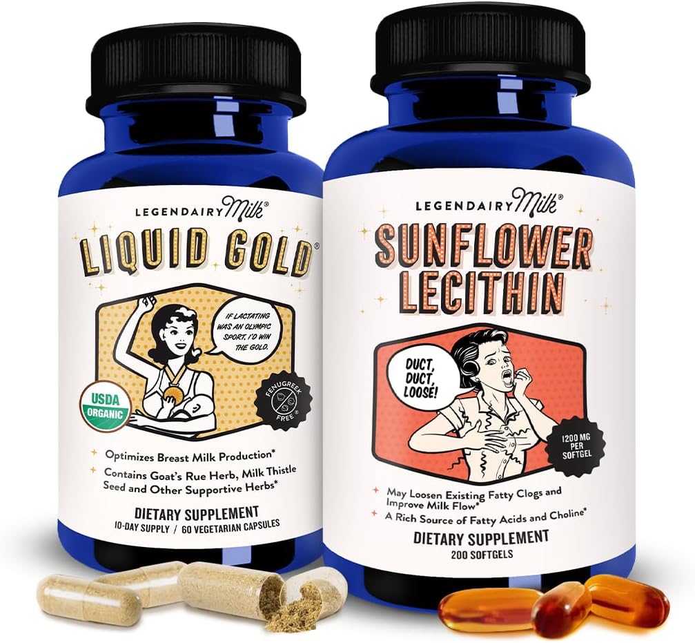 Legendairy Milk Liquid Gold + Sunflower Lecithin Lactation Supplement for Milk Supply Arts ve Clogged Milk Ducts - Süt Akışı için Emzirme Supplements ve Süt Üretimi