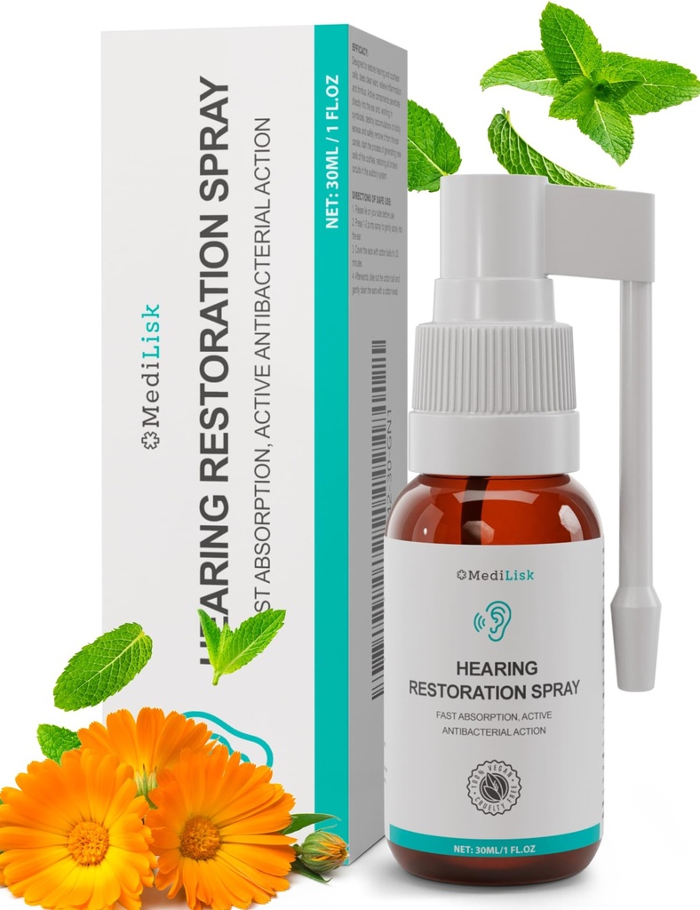 Medilisk İşitme Restorasyon aynası – Earwax Temizlik & Ear Care Çözüm | Harsh Kimyasallarından Ücretsiz, Hassas Kulaklar için Nazi | Kolay Kombinasyon Uygulaması, 1 Fl.Oz