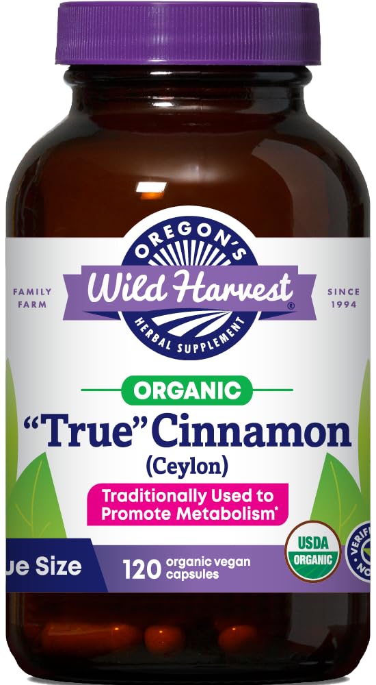 Oregon'un Vahşi Parası Organik Gerçek Cinnamon Ceylon 120 Kont Vegan Capsules