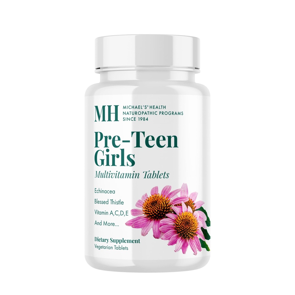 MICHAEL'S Health Naturopathic Programlar Pre-gen Kızlar - 120 Vejetaryen Tabletler - Sağlıklı Büyüme ve Geliştirme için Günlük Multivitamin - Kosher - 60 Hizmetler