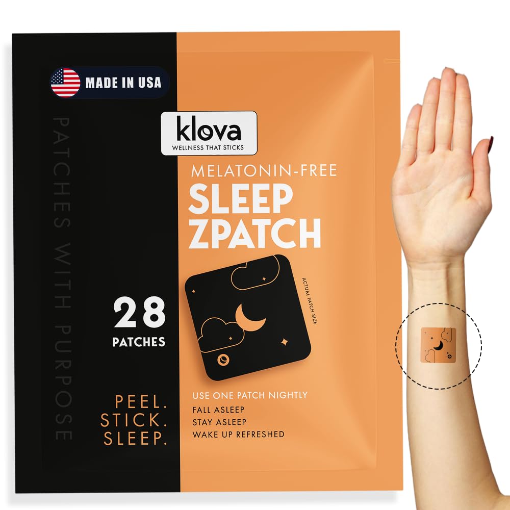 Klova Melatonin-Free Sleep Patches for Yetişkinler | Natural Sleep Aid with Ashwagandha, Valerian, GABA & L-Theanine | Fall Asleep Faster, Stay Asleep Longer & Wake | 28 Patches