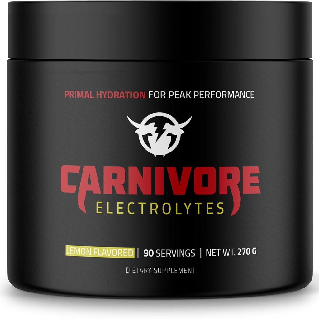 Carnivore Diyet için Premium Hydration Toz - Dengeli Electrolyte Support, Zero Carb, Keto Friendly - Optimal Enerji & Kurtarma - 90 Hizmet (Doğal Limon)