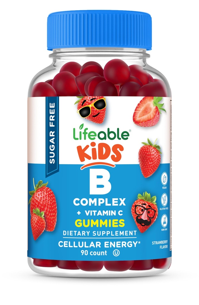 Lifeable Sugar Free Vitamin B Complex for Kids | B-Complex with Vitamin C | Great Tasting VIT B Kompleksi | Enerji ve Nerve Support | Çocuklar için B Vitaminleri Kompleks Erkek ve Kızlar | 90 Gummies