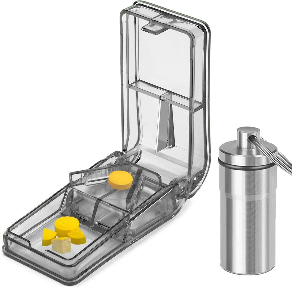 JohnBee Pill XS | Küçük veya Büyük Pills için En İyi Pill XS | ABD'de Tasarlanmış | Pill Splitter with Shield | AddsRock Pilleç (Gray)