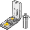 JohnBee Pill XS | Küçük veya Büyük Pills için En İyi Pill XS | ABD'de Tasarlanmış | Pill Splitter with Shield | AddsRock Pilleç (Gray)