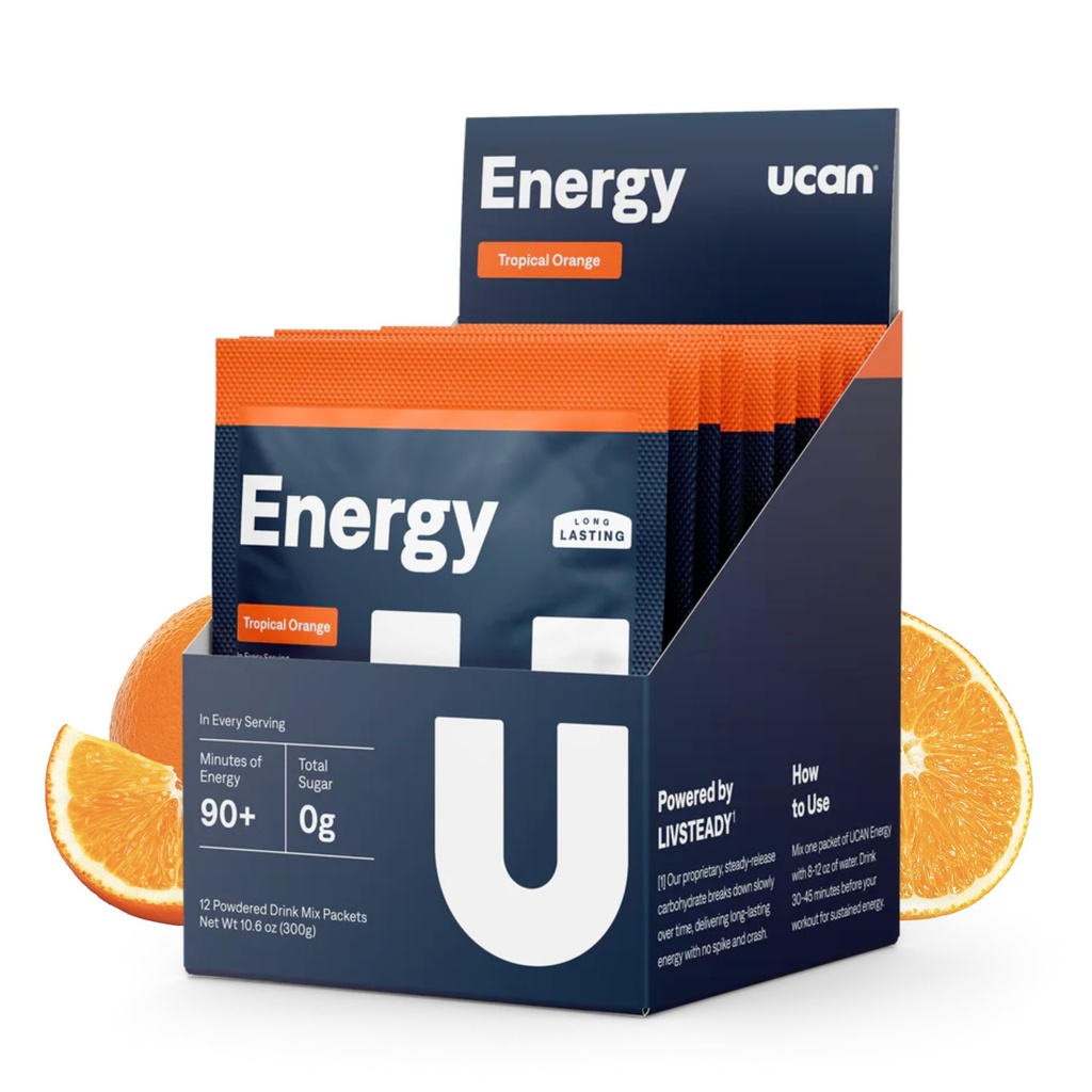 UCAN Energy Toz, Tropikal Orange, Keto, Sugar-Free Pre & Post Workout for Men & Women, Non-GMO, Vegan, Gluten-Free, Great for Runners, Gym-Goers and High Performance Athletes (12 Servisler, 25g)