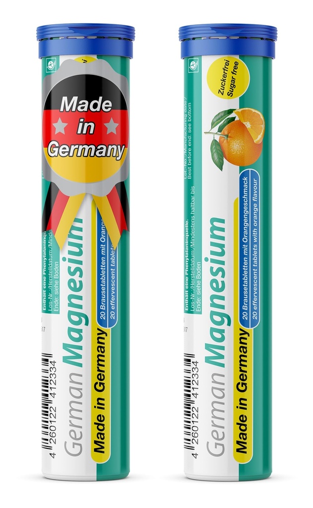 Alman Oksit Supplement | Effervescent Tabletler | Orange Flavor – hizmet başına 200 mg Magnezyum | Sugar Free, Vegan – T&D Pharma – Almanya'da Made in Germany