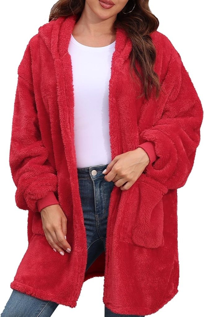 Argstar Bayan Cardigan for Women and Men, Overscale Sweatshirt Fuzzy Fleeceet Hoodie ceket - Bir Boyut Fits All