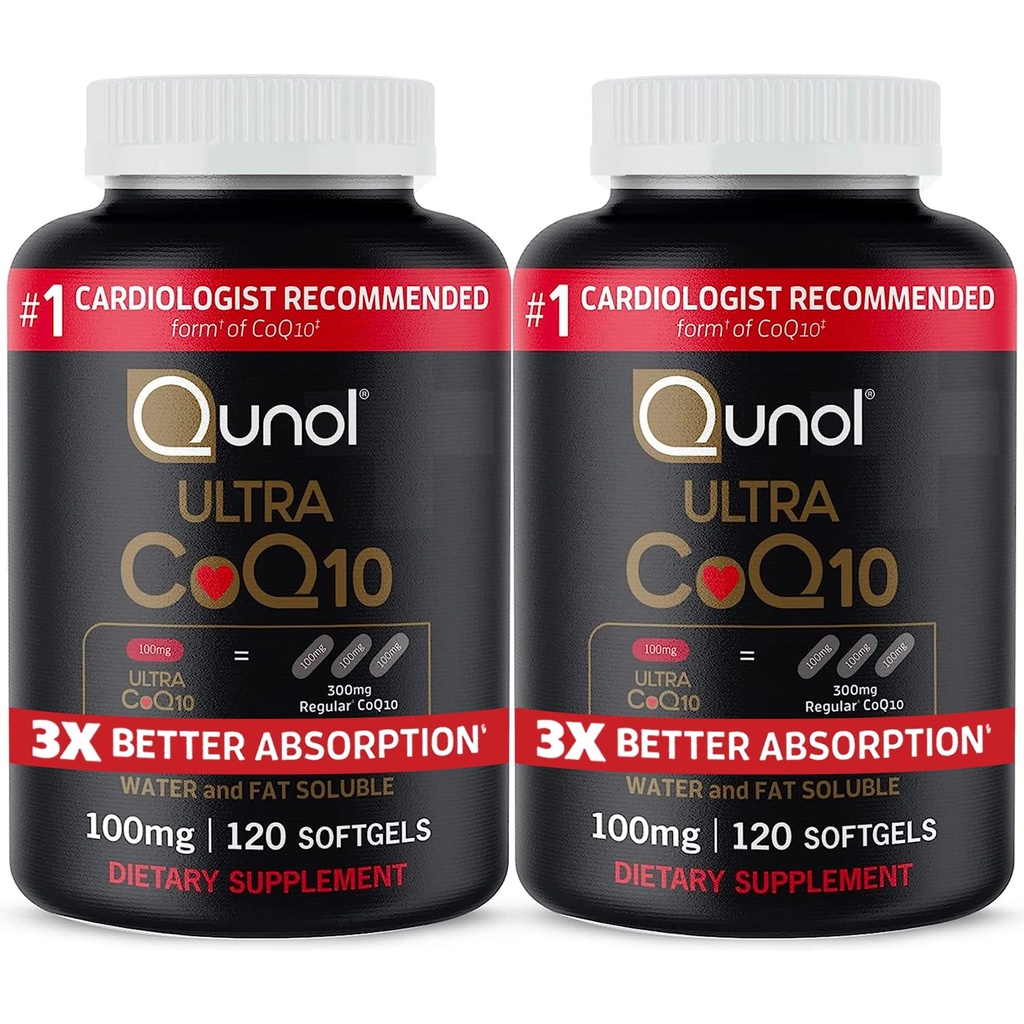 Qunol Ultra CoQ10 100mg, 3x Better Absorption, Patented Water and Fat Soluble Natural Supplement Form of Coenzyme Q10, Antioxidant for Heart Health, 240 Count Softgels