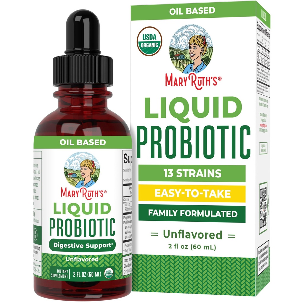 MaryRuth Organics USDA Organik Sıvı Probiyotik | Digestive Health | Kadınlar için Probiyotikler, Erkekler, Çocuklar | Asitofili Probiyotik | Vegan | Seyahat Dostu | 20 Hizmet
