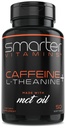 SmarterVitamins 200 mg Caffeine Pills - MCT% 100 Coconuts + 100 mg L-Theanine, Enerji ve Focus, Genişletilmiş Yayın Kapsülü, 50 Liquid Softgels