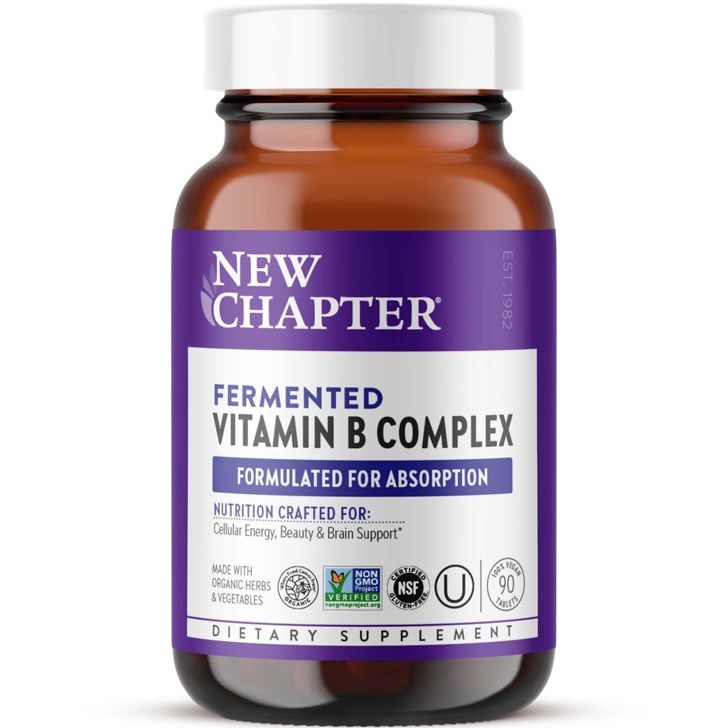 Yeni Bölüm Vitamini B Kompleksi, Fermented Vitamin B Kompleksi, USDA Organik, Hücre Enerji + Beyin + Güzellik Için Bir Günlük, 100% Vegan, Gluten-Free - 90 Alan