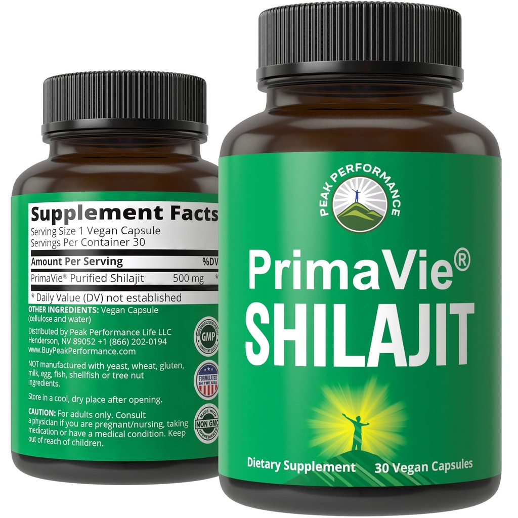 PrimaVie Purified Shilajit Capsules Made with Pure Shilajit Toz. Klinik olarak Doğal Tamamı 40+ Trace Minerals, Fulvic Acid ile test etti. Tabletler Mitochondria + Beyin Fonksiyonu