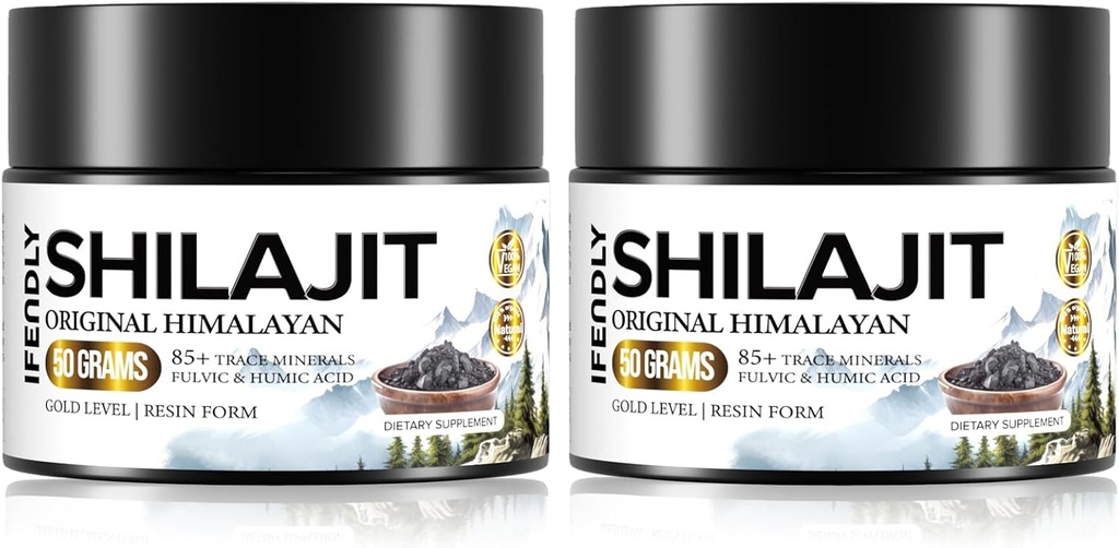 Shilajit Organik 600 mg maksimum Potency Gold Grade Shilajit Wear Shilajit Supplement Natural Authentic with 85+ Trace Minerals & Fulvic Acid for Energy, Immunity, 50 Grams (2 Pack)