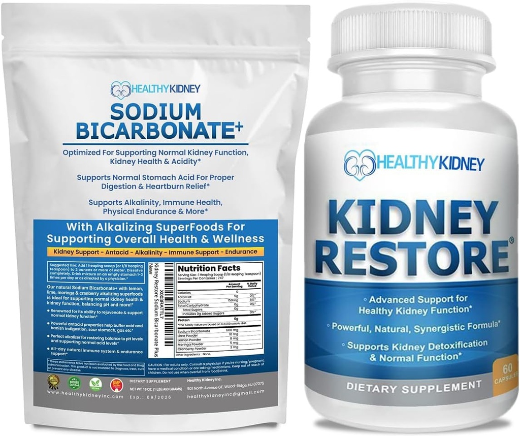 Kidney Organik sodyum Bikarbonat alkalin Supplement 1LB Temizlenmiş 60 Caps Sche – Destekler Kidney Health, Neutralizes Stomach Acid, alkalin Superfoods, Immune Support, Antacid & Vitamins f