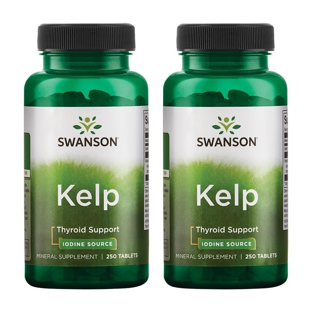 Swanson Kelp - Natural Iodine Source Supporting Yourroid Health - Mineral Supplement w/Iodine Source Standardized 0.4% - (250 Tablet, 225 C) (2 Pack)