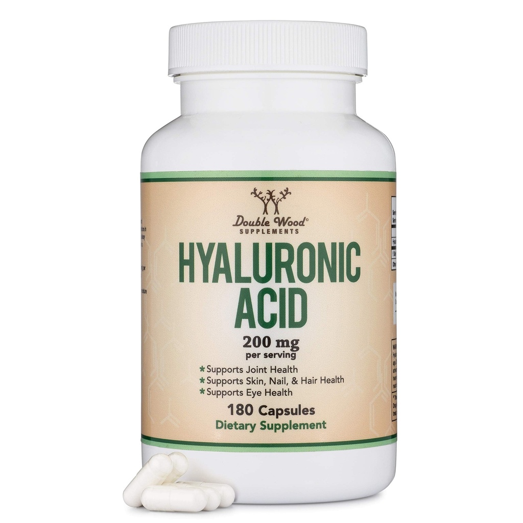 Hyaluronic Acid Supplements -180 Capsules (Mialuronic Acid Serum for Face) 200 mg Per Skin ve Face Aging Support (Acido Hialuronico) Gluten Free Tarafından Double Wood