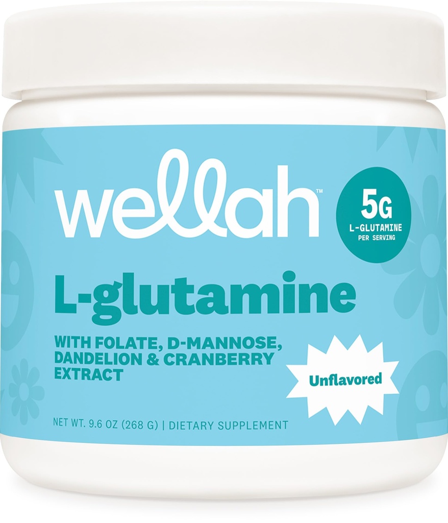 Wellah L-Glutamine Toz Unflavored (50 Hizmet) - 5g L-Glutamine Per Hizmeti, Stevia ile Tatlılandı
