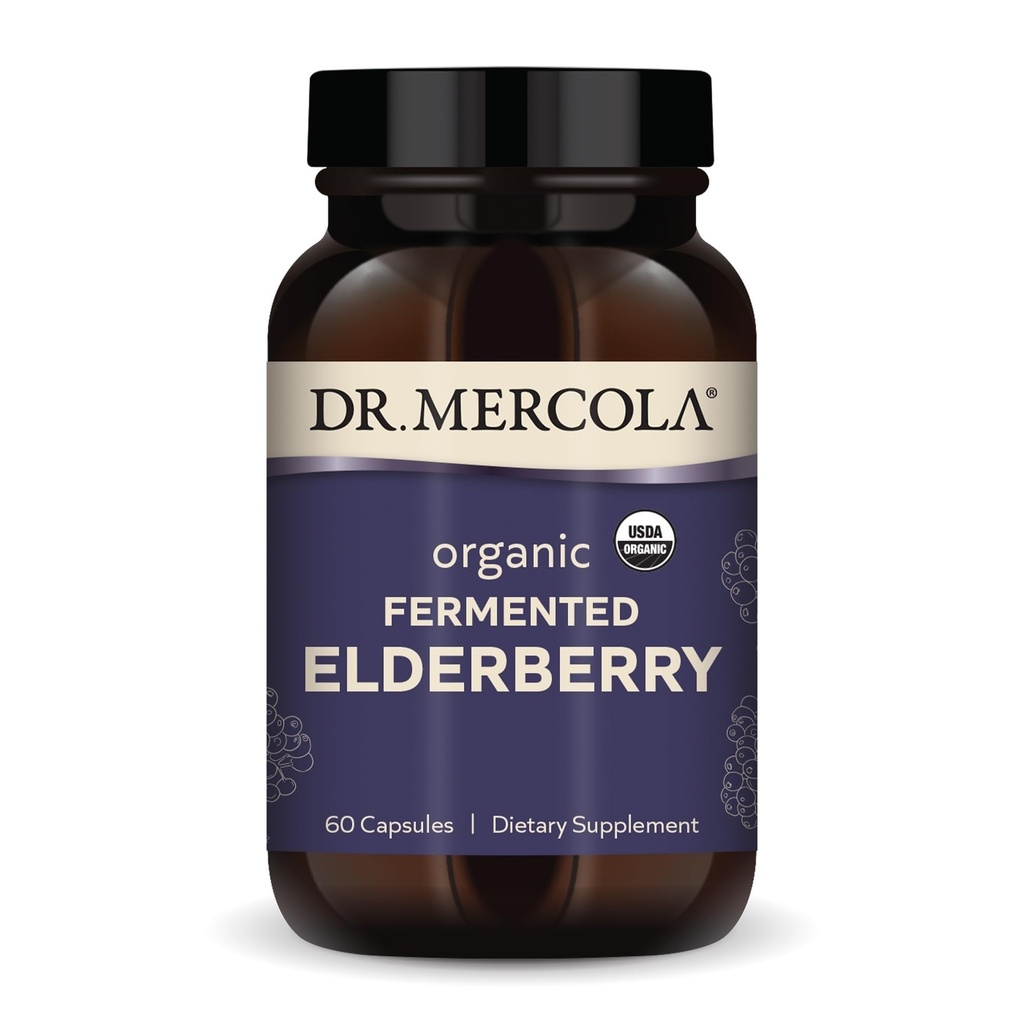 Dr. Mercola Organic Fermented Elderberry, 30 Hizmetler (60 Capsules), Diyet Tamam, Destekler Respiratory Health, Non-GMO, Sertifikalı USDA Organik Organik Fermented Elderberry, 30 Hizmetler (60 Capsules)